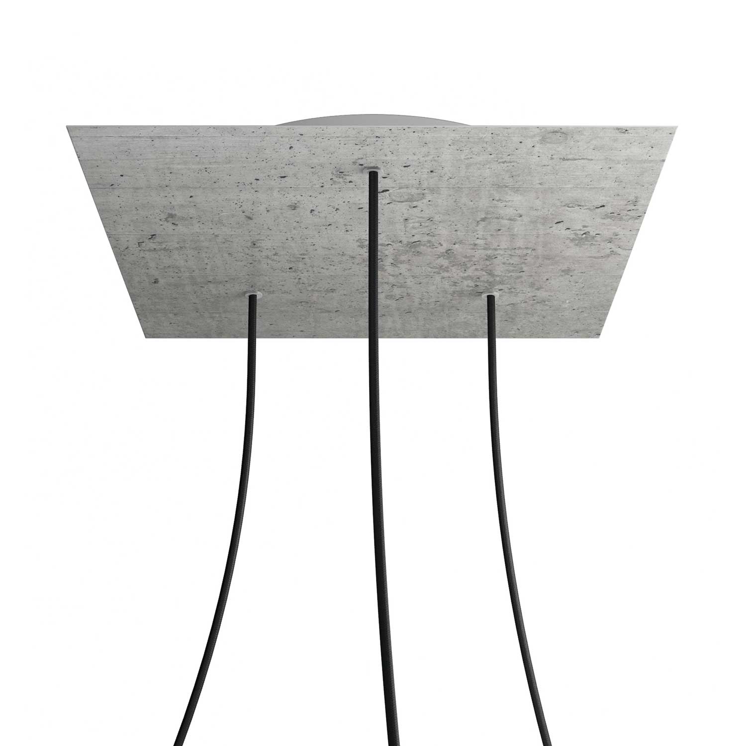 Rosone XXL Rose - One quadrato, 400 mm con 3 fori e 4 fori laterali - Cemento - Creative Cables