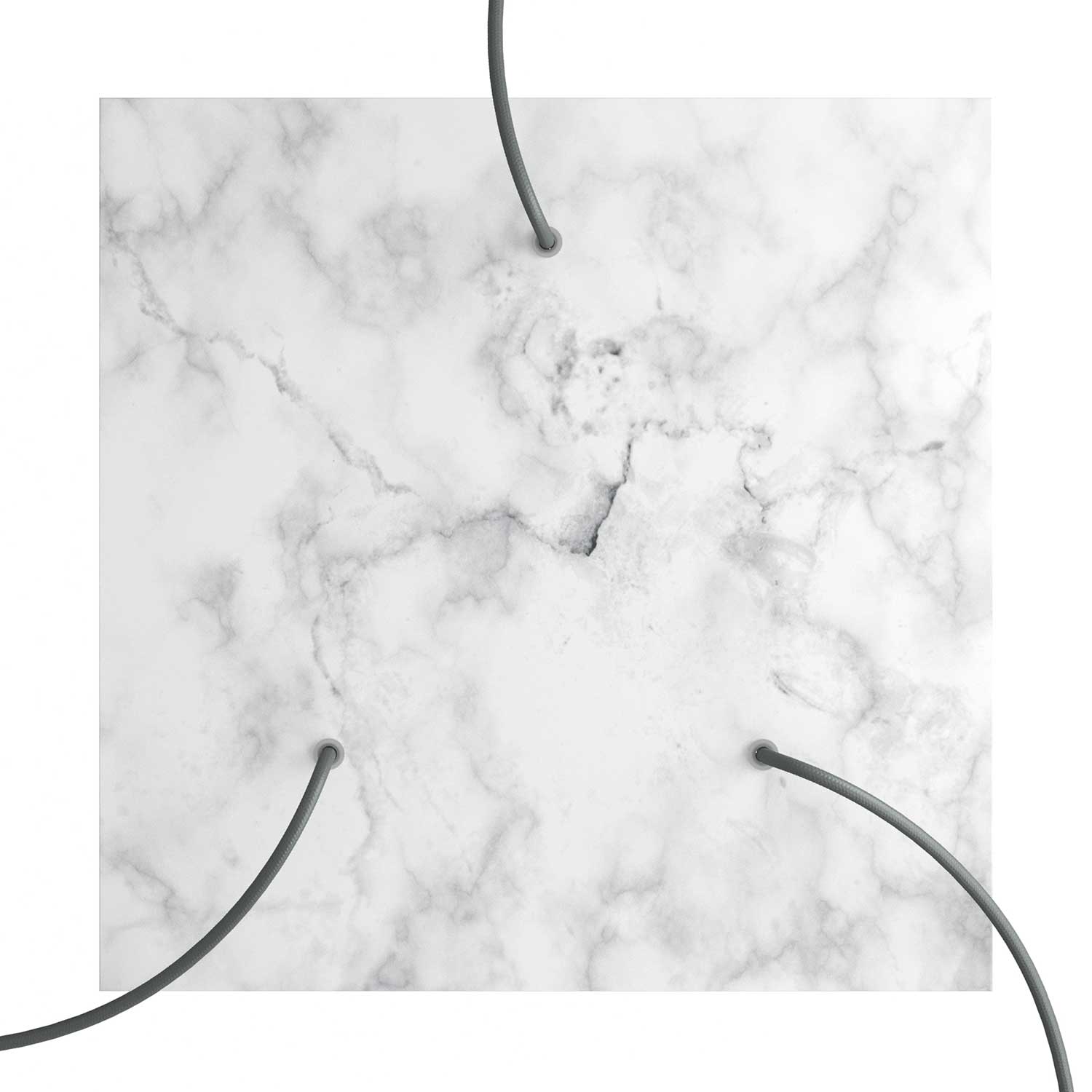 Rosone XXL Rose - One quadrato, 400 mm con 3 fori e 4 fori laterali - Marmo Carrara - Creative Cables