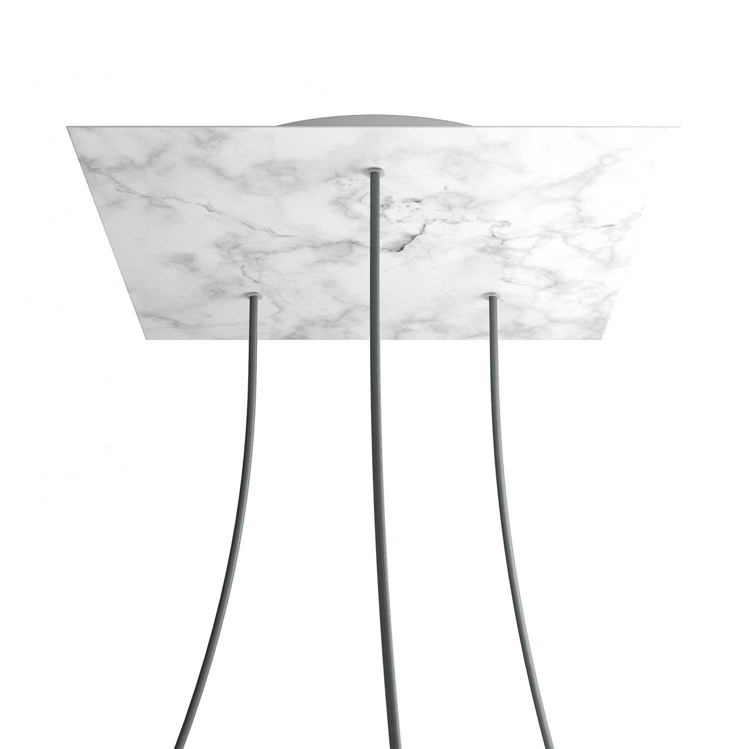 Rosone XXL Rose-One quadrato, 400 mm con 3 fori e 4 fori laterali - Marmo Carrara Bianco