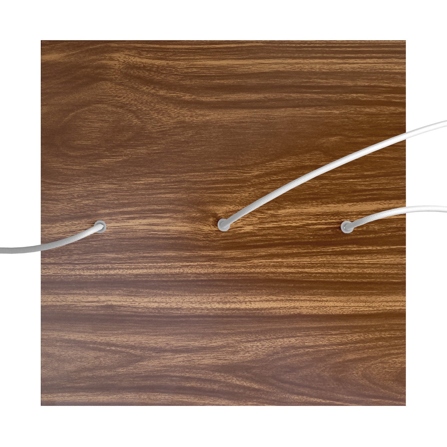 Rosone XXL Rose-One quadrato, 400 mm con 3 fori in linea e 4 fori laterali - Legno Bianco