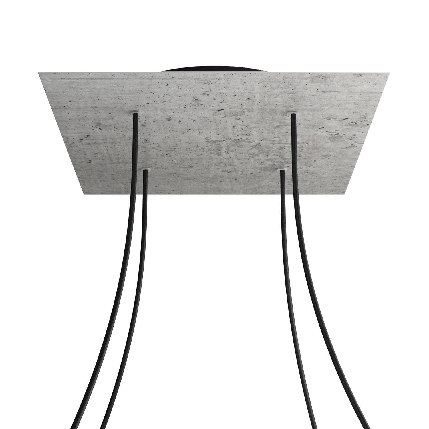 Rosone XXL Rose-One quadrato, 400 mm con 4 fori e 4 fori laterali - Cemento Nero