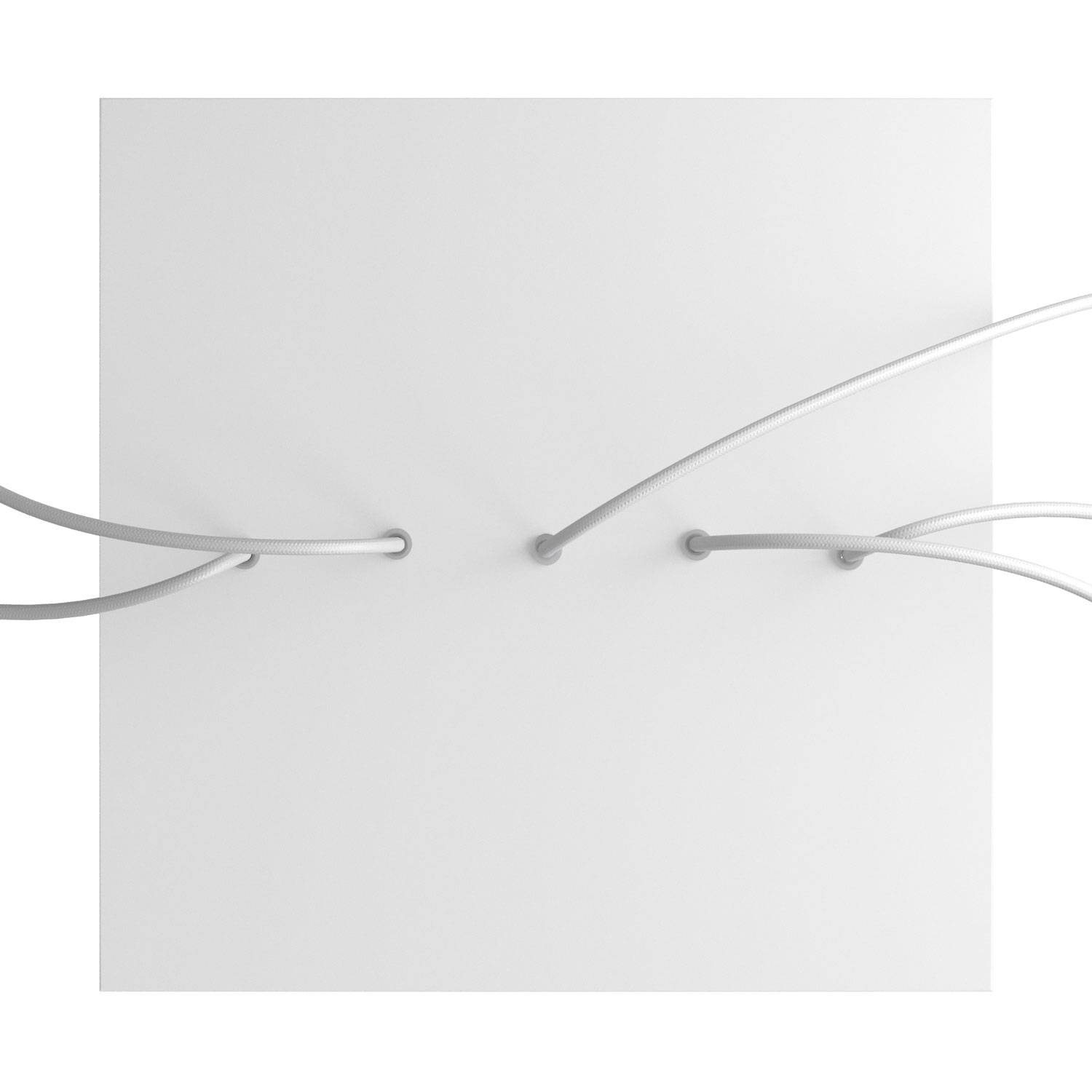 Rosone XXL Rose-One quadrato, 400 mm con 5 fori in linea e 4 fori laterali - Bianco opaco Bianco