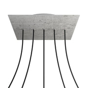 Rosone XXL Rose-One quadrato, 400 mm con 5 fori in linea e 4 fori laterali - Cemento Bianco