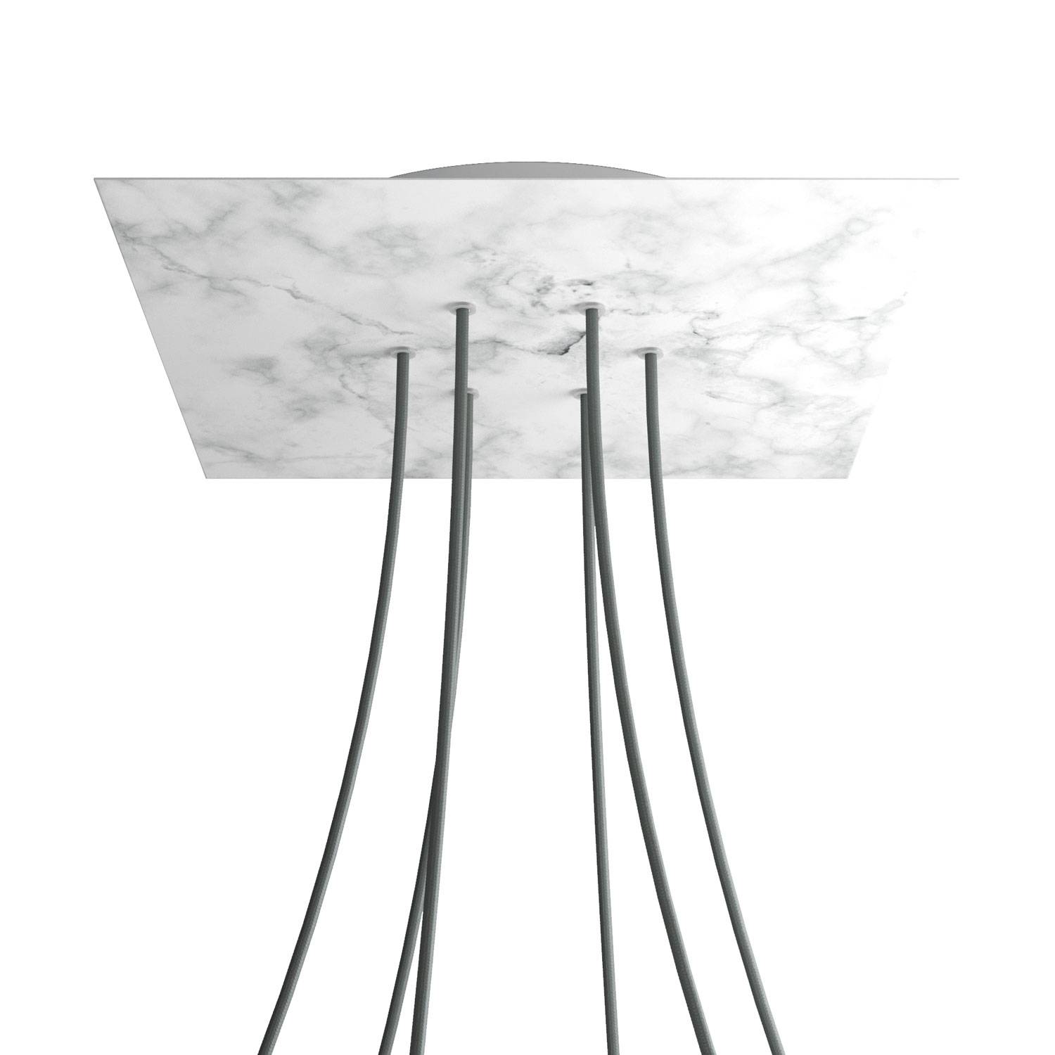 Rosone XXL Rose-One quadrato, 400 mm con 6 fori e 4 fori laterali - Marmo Carrara Bianco