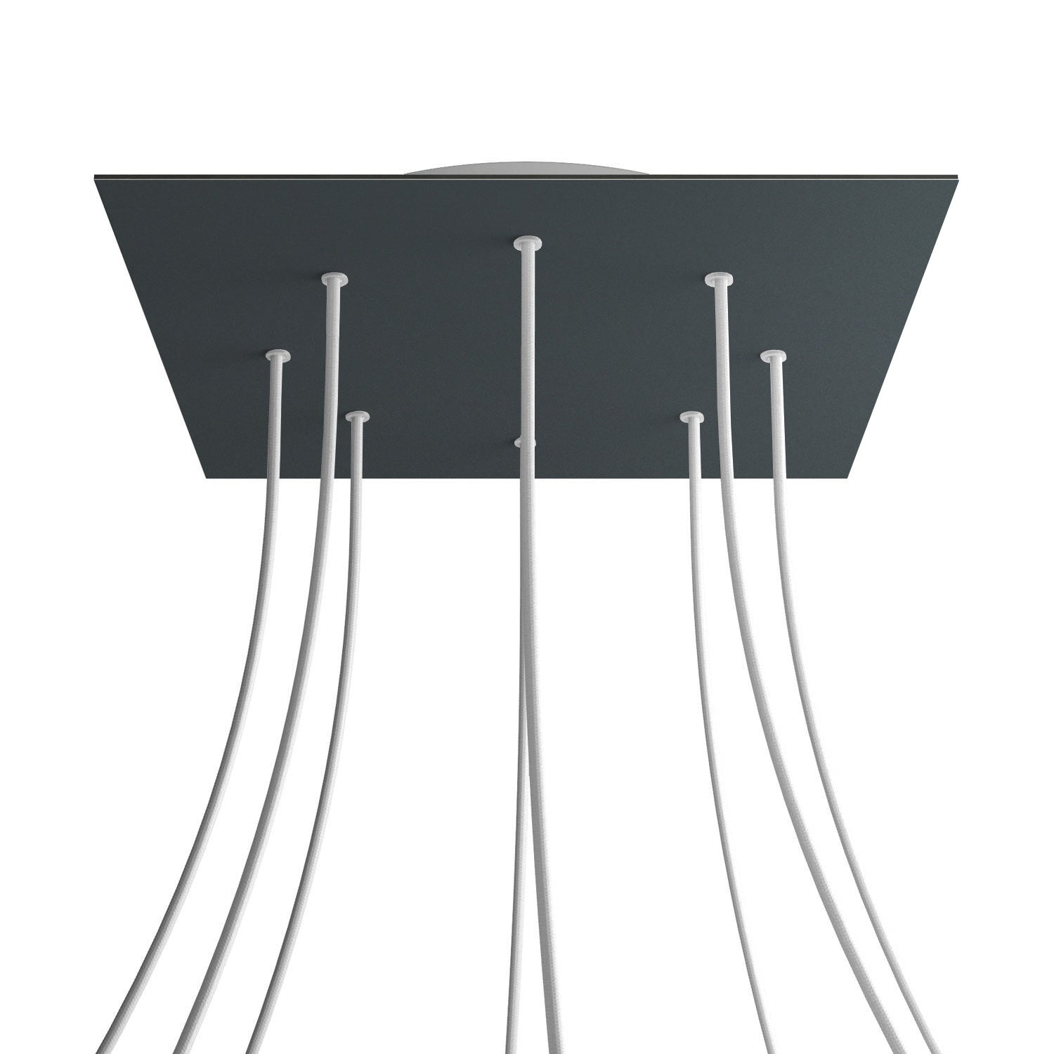 Rosone XXL Rose - One quadrato, 400 mm con 8 fori e 4 fori laterali - Antracite - Creative Cables