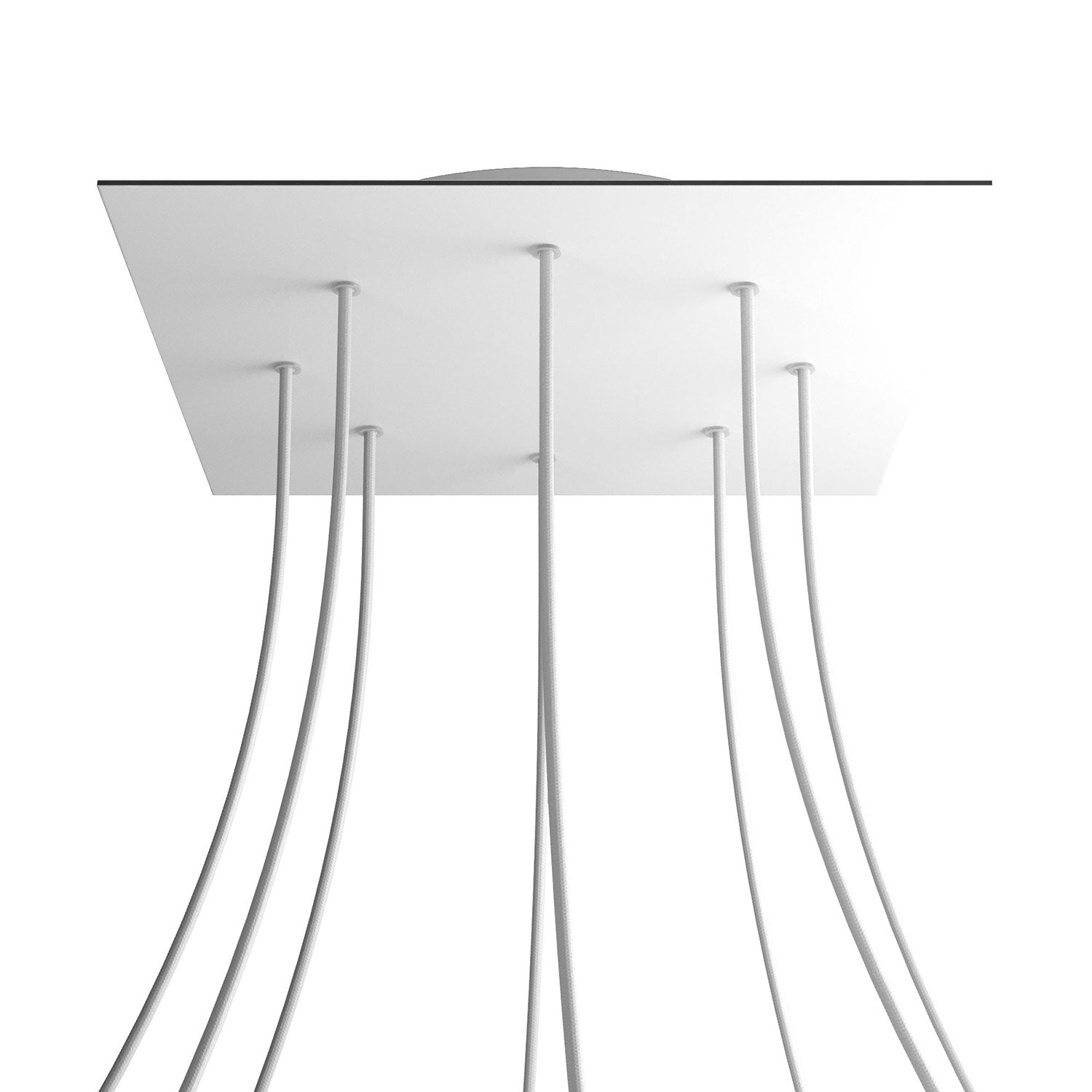 Rosone XXL Rose - One quadrato, 400 mm con 8 fori e 4 fori laterali - Bianco opaco - Creative Cables