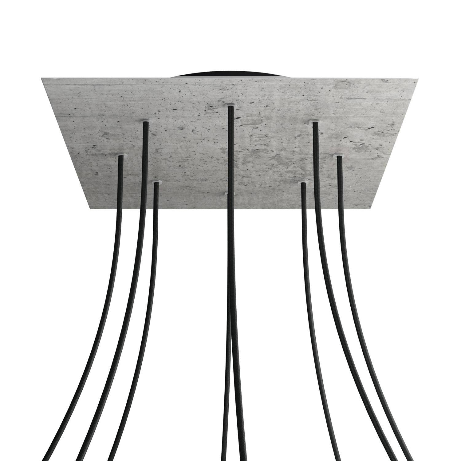 Rosone XXL Rose - One quadrato, 400 mm con 8 fori e 4 fori laterali - Cemento - Creative Cables