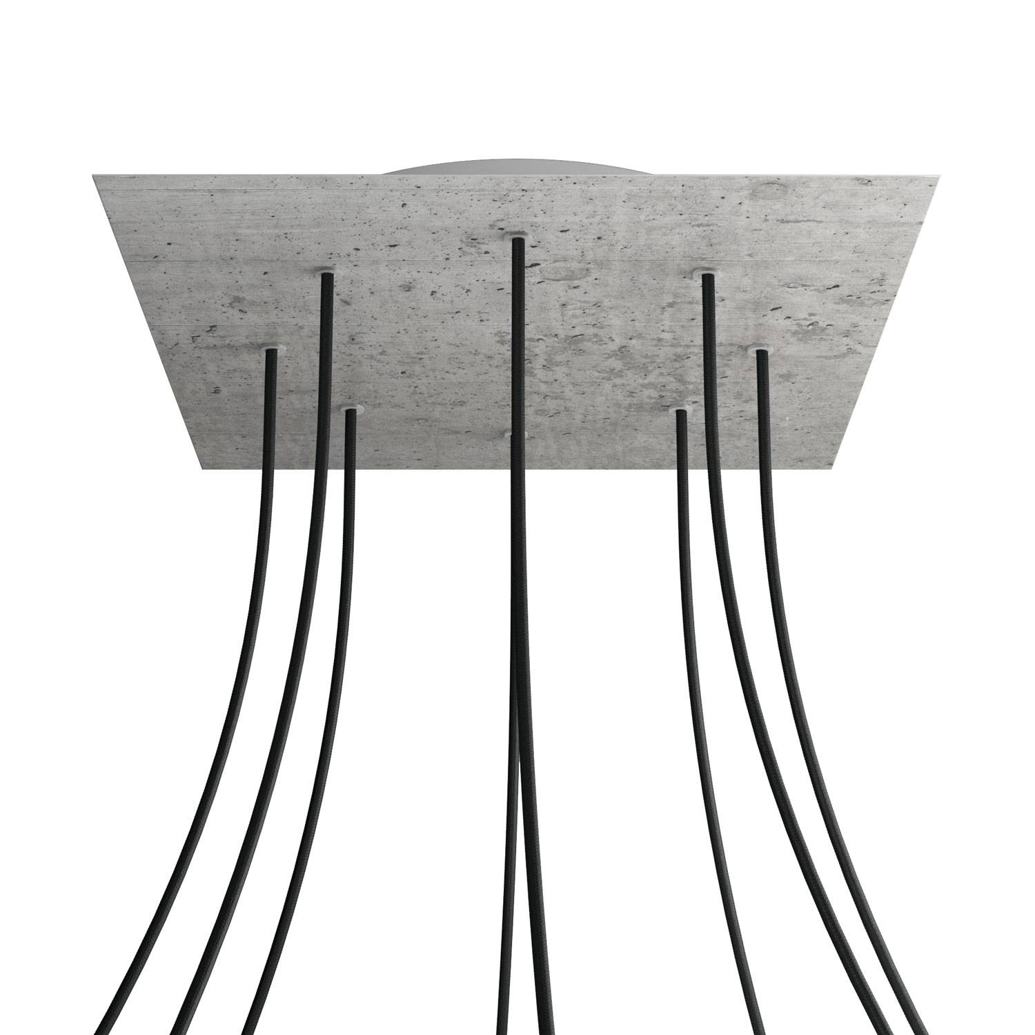 Rosone XXL Rose - One quadrato, 400 mm con 8 fori e 4 fori laterali - Cemento - Creative Cables