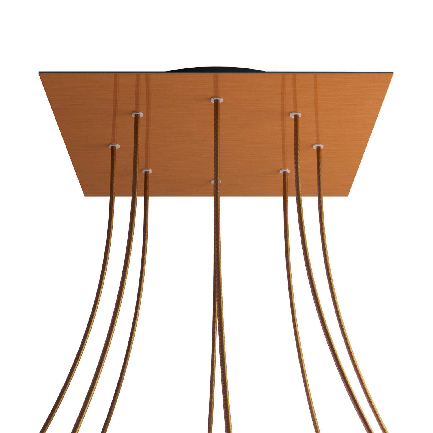 Rosone XXL Rose-One quadrato, 400 mm con 8 fori e 4 fori laterali - Dibond Rame satinato Nero