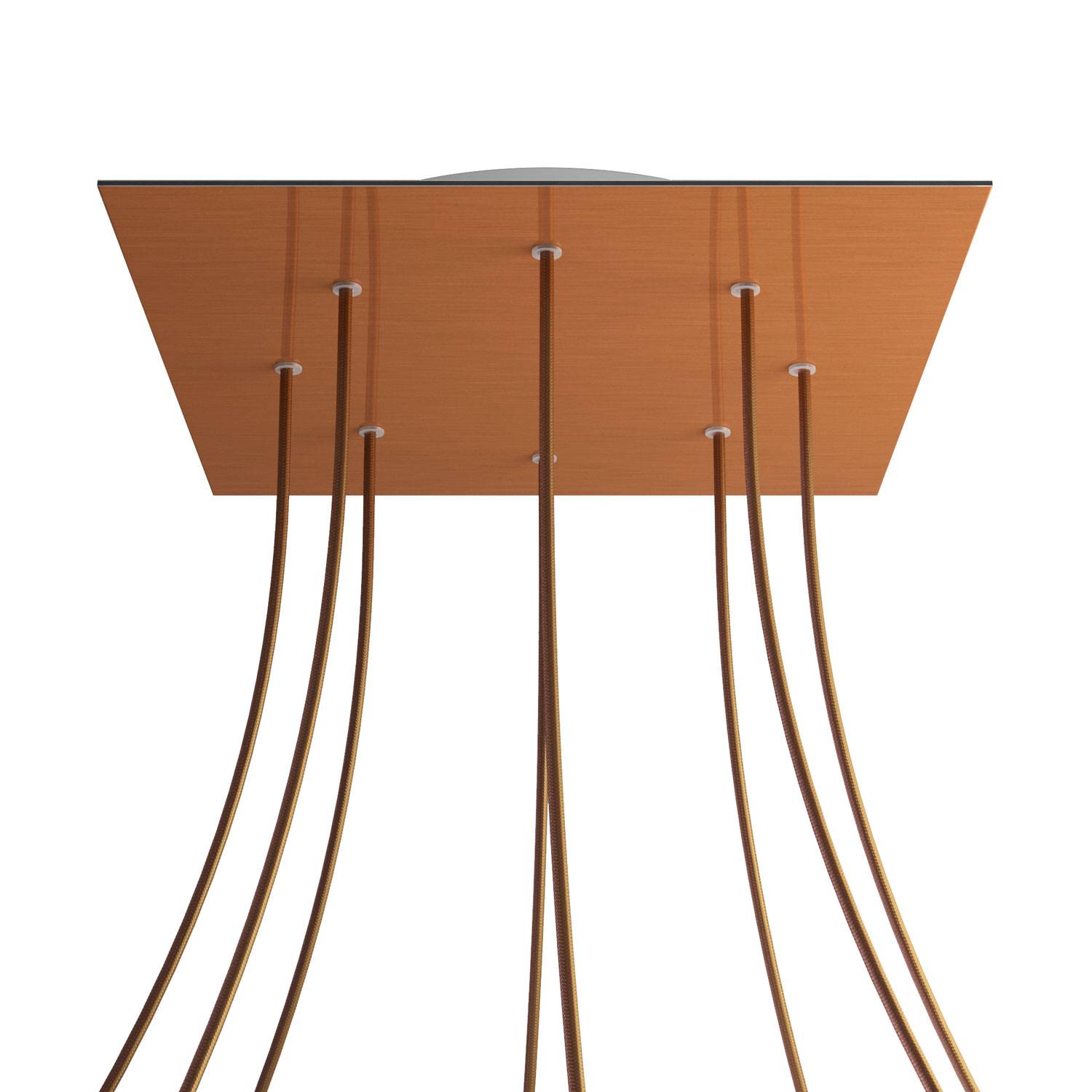 Rosone XXL Rose - One quadrato, 400 mm con 8 fori e 4 fori laterali - Dibond Rame satinato - Creative Cables