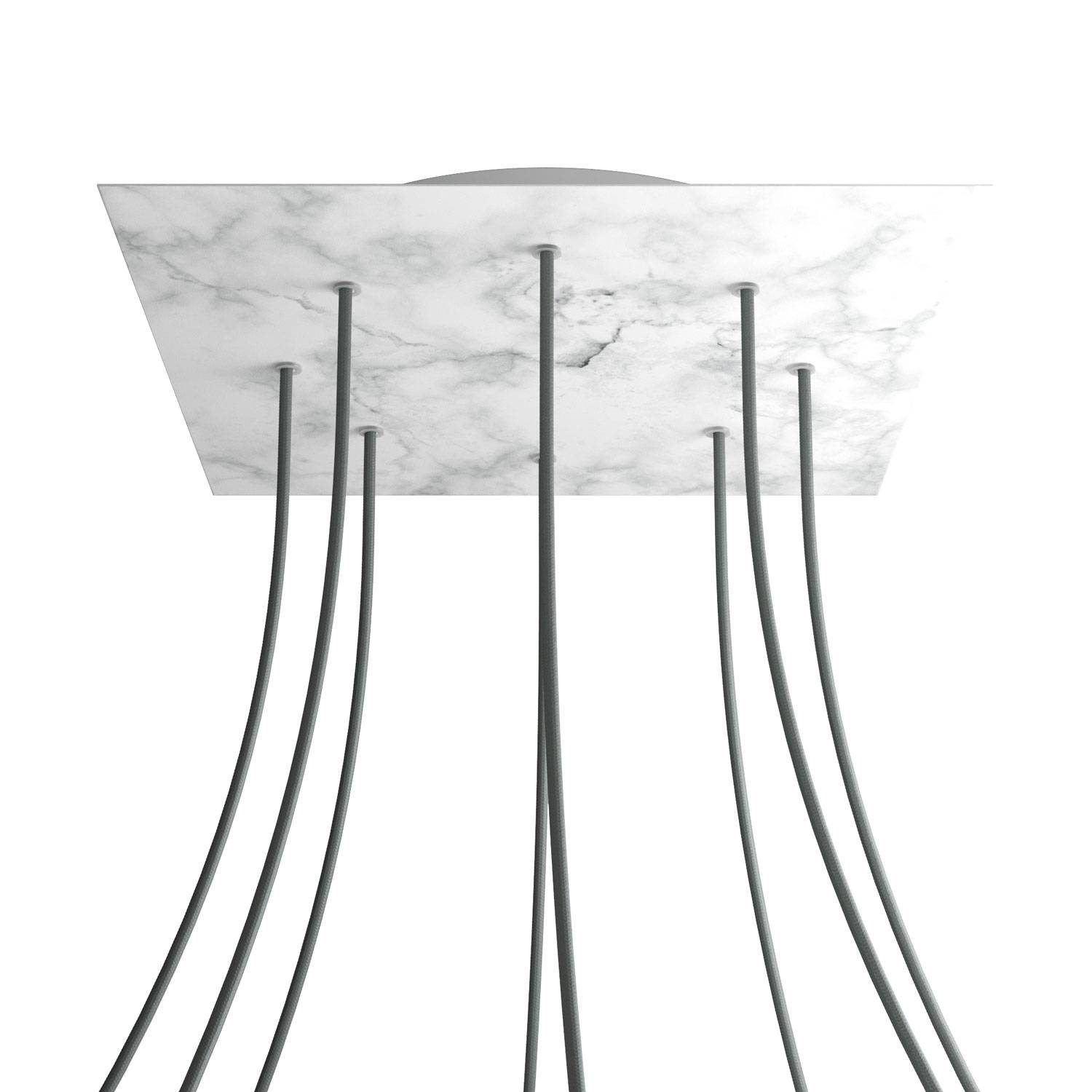 Rosone XXL Rose - One quadrato, 400 mm con 8 fori e 4 fori laterali - Marmo Carrara - Creative Cables