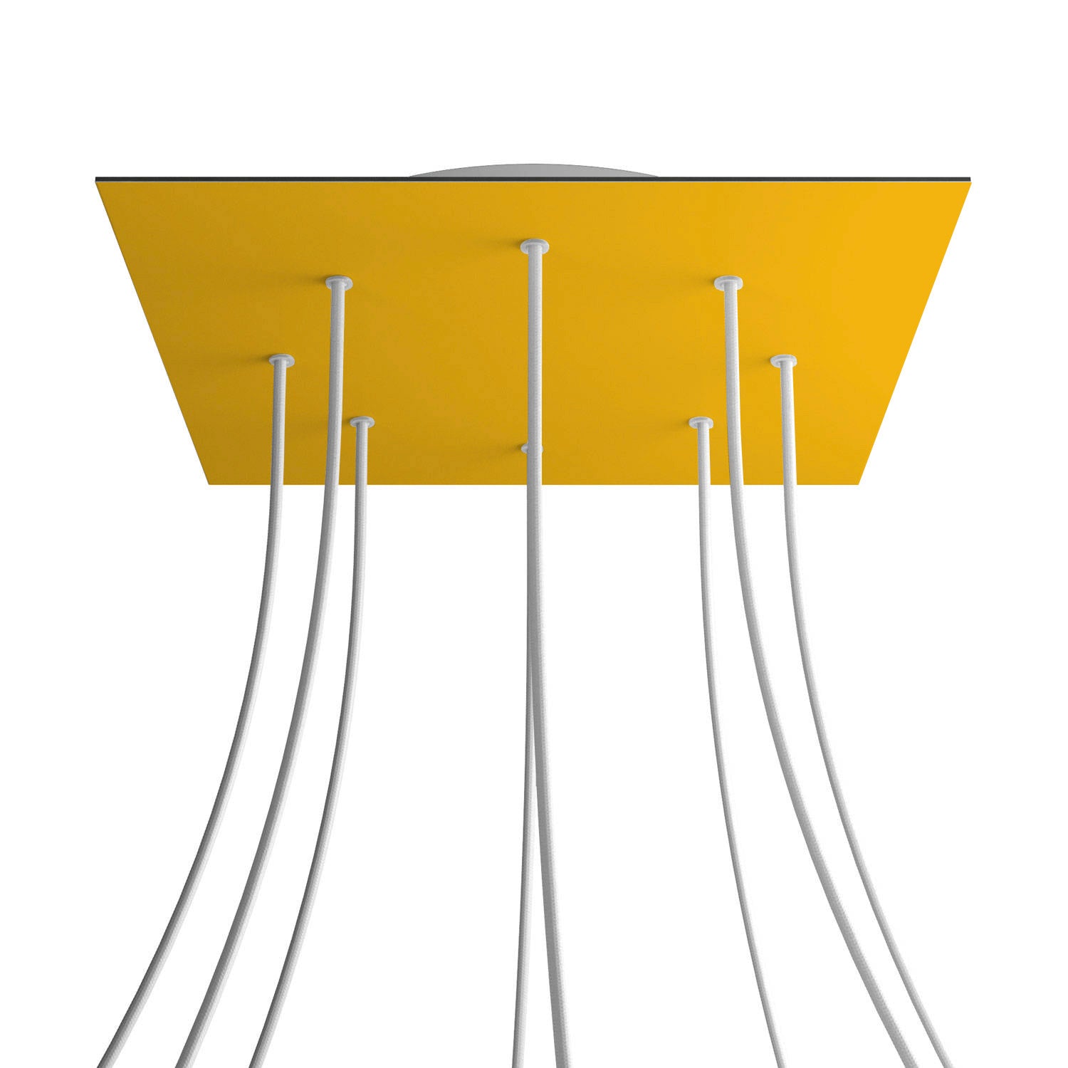 Rosone XXL Rose - One quadrato, 400 mm con 8 fori e 4 fori laterali - Mostarda - Creative Cables