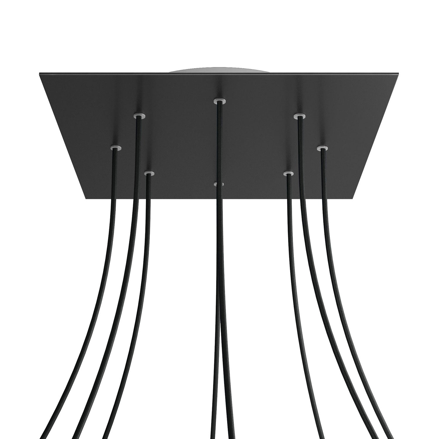 Rosone XXL Rose - One quadrato, 400 mm con 8 fori e 4 fori laterali - Nero opaco - Creative Cables