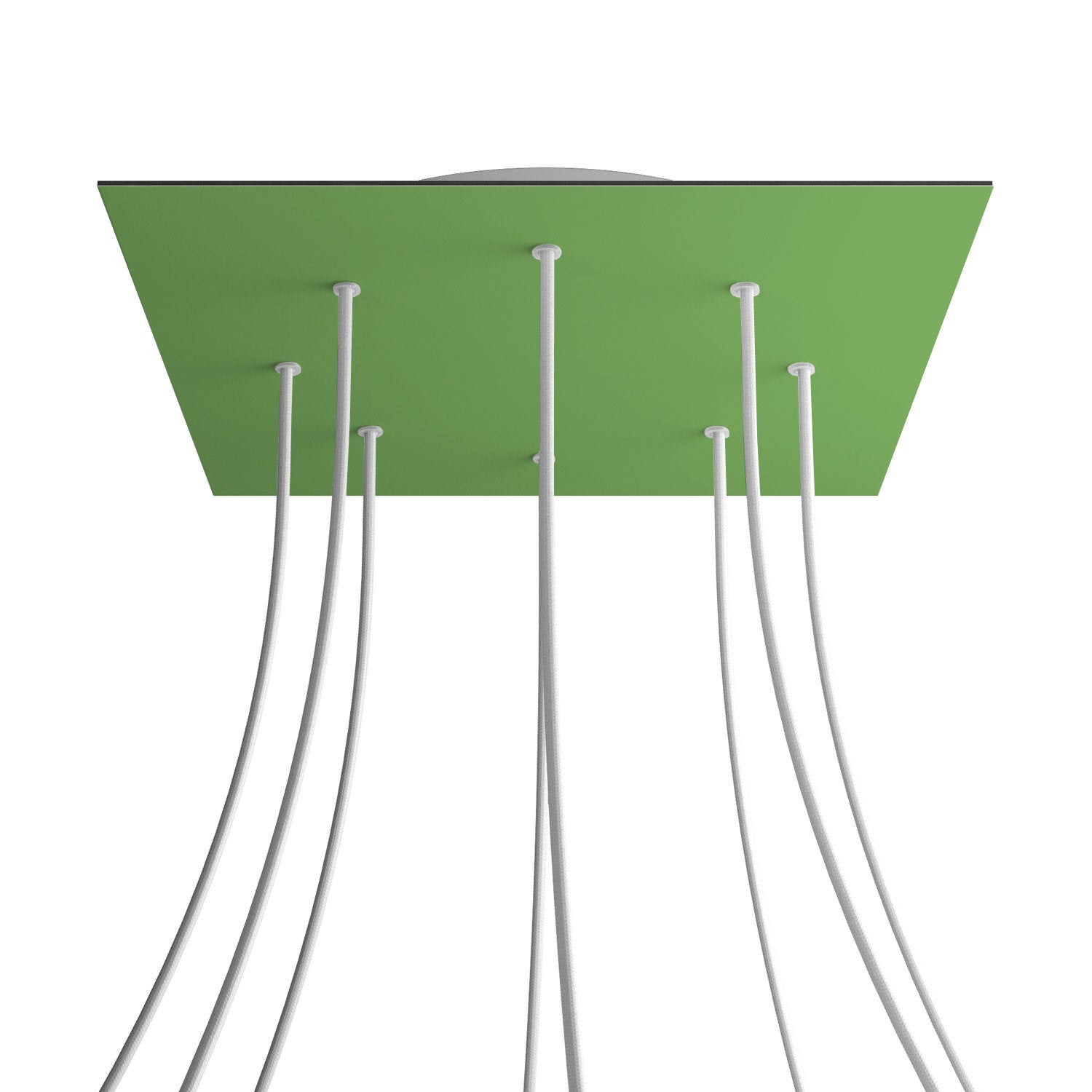 Rosone XXL Rose - One quadrato, 400 mm con 8 fori e 4 fori laterali - Verde prato - Creative Cables