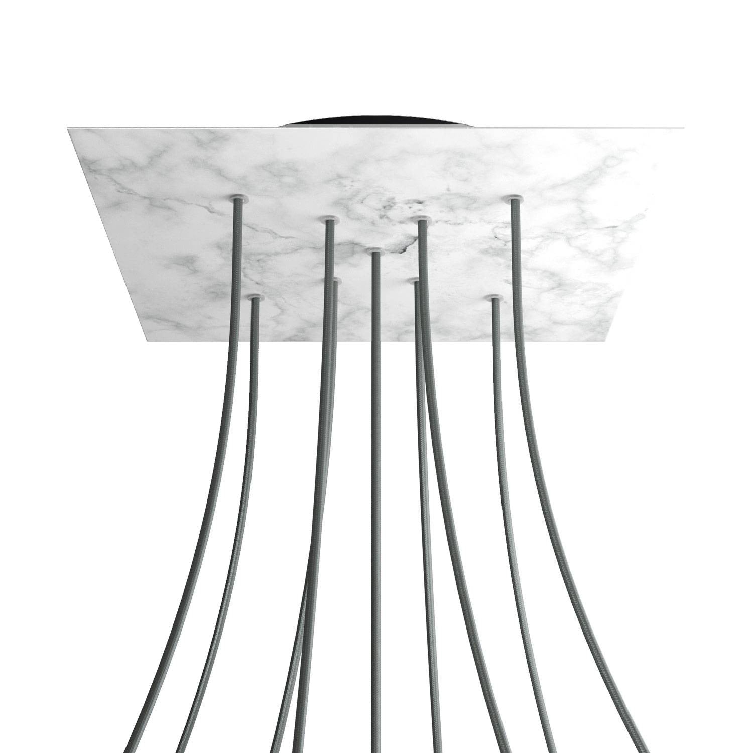 Rosone XXL Rose-One quadrato, 400 mm con 9 fori a X e 4 fori laterali - Marmo Carrara Nero