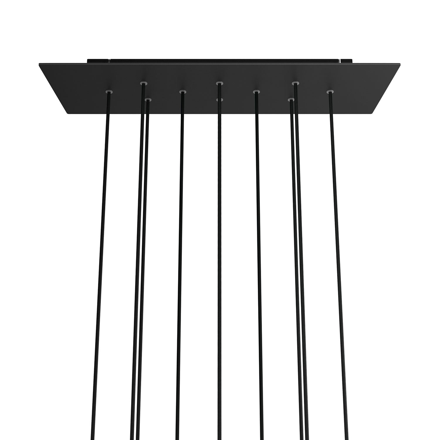 Rosone XXL Rose - One rettangolare a 10 fori e 6 fori laterali, dimensioni 675 x 225 mm - Dibond Nero opaco - Creative Cables