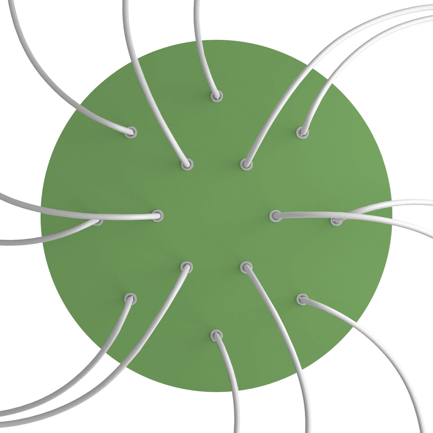 Rosone XXL Rose - One rotondo, diametro 400 mm con 14 fori e 4 fori laterali - Verde prato - Creative Cables