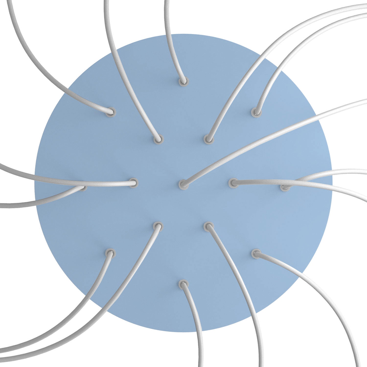 Rosone XXL Rose - One rotondo, diametro 400 mm con 15 fori e 4 fori laterali - Blu carta da zucchero - Creative Cables