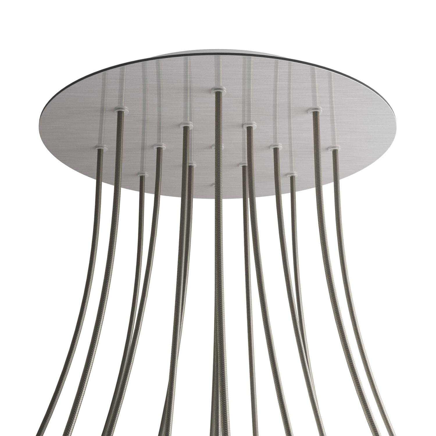 Rosone XXL Rose-One rotondo, diametro 400 mm con 15 fori e 4 fori laterali - Dibond Acciaio satinato Bianco