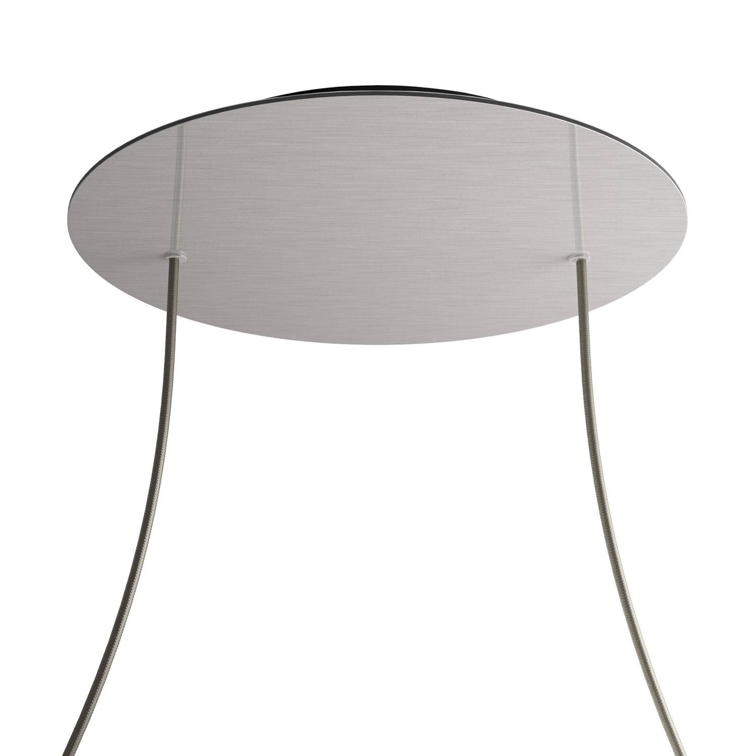 Rosone XXL Rose-One rotondo, diametro 400 mm con 2 fori e 4 fori laterali - Dibond Acciaio satinato Nero