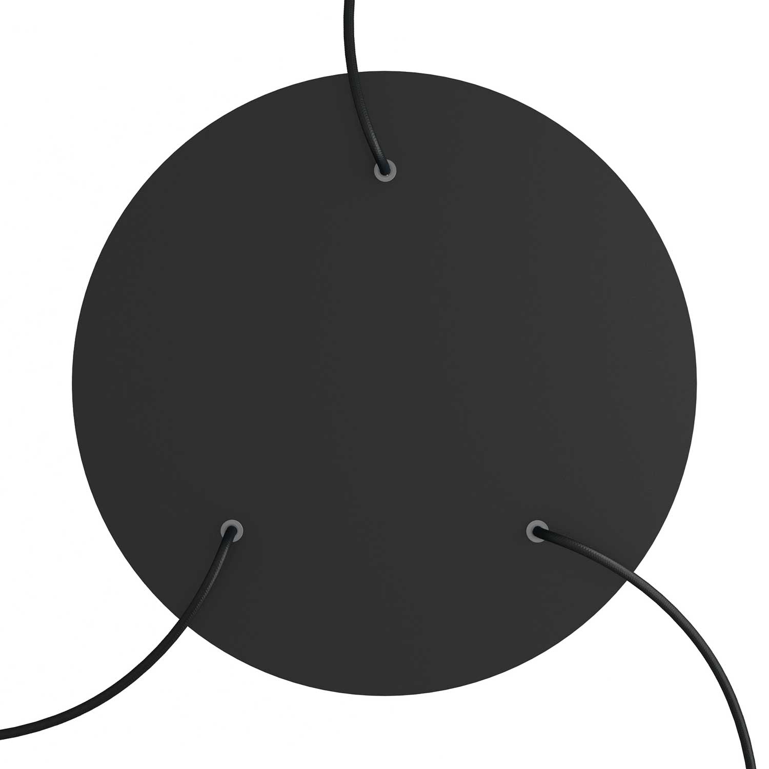 Rosone XXL Rose - One rotondo, diametro 400 mm con 3 fori e 4 fori laterali - Nero opaco - Creative Cables