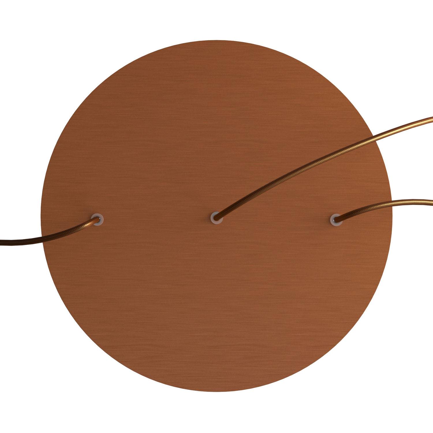 Rosone XXL Rose-One rotondo, diametro 400 mm con 3 fori in linea e 4 fori laterali - Dibond Rame satinato Bianco