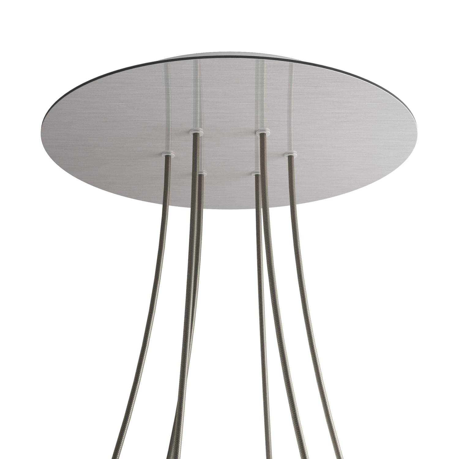 Rosone XXL Rose - One rotondo, diametro 400 mm con 6 fori e 4 fori laterali - Dibond Acciaio satinato - Creative Cables