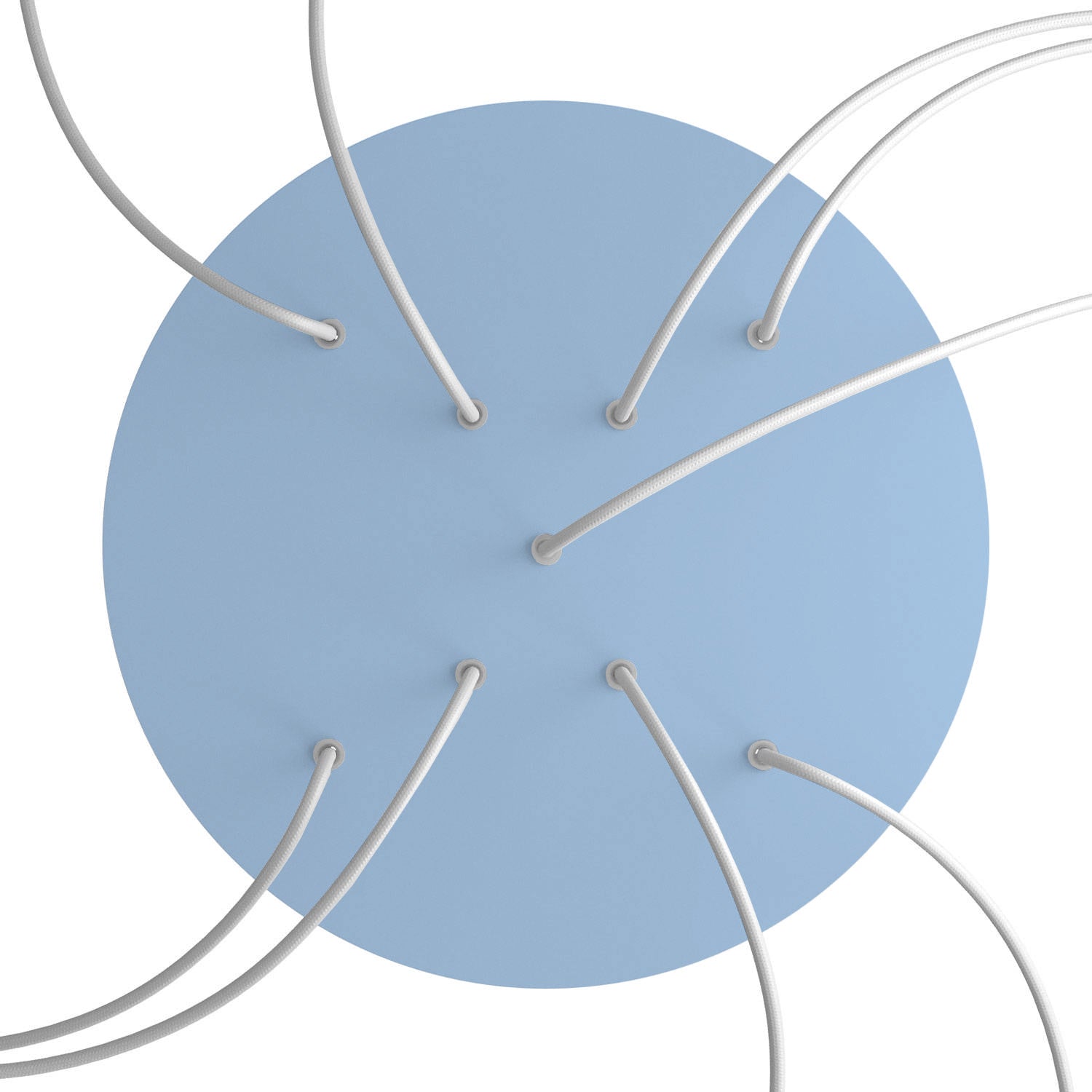 Rosone XXL Rose - One rotondo, diametro 400 mm con 9 fori a X e 4 fori laterali - Blu carta da zucchero - Creative Cables