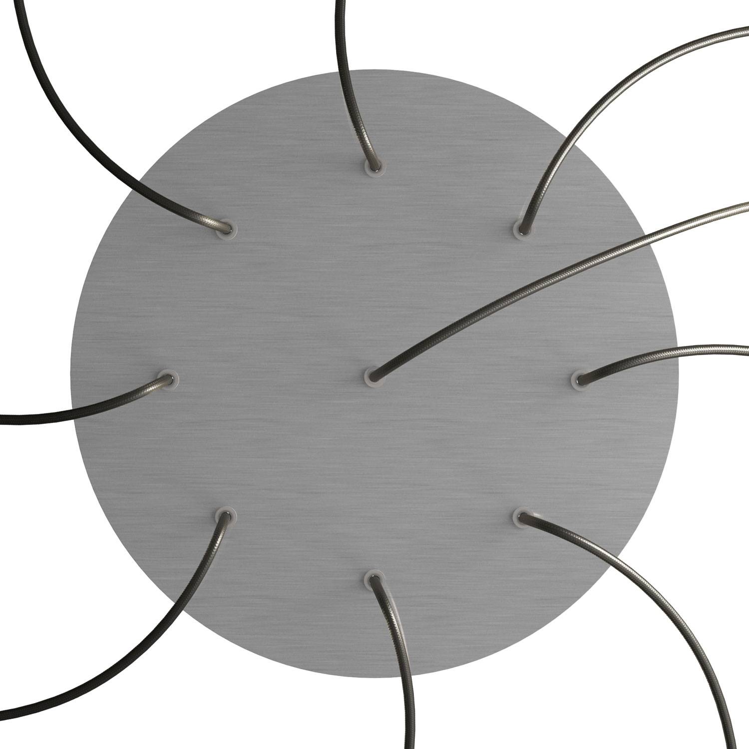 Rosone XXL Rose-One rotondo, diametro 400 mm con 9 fori e 4 fori laterali - Dibond Acciaio satinato Bianco