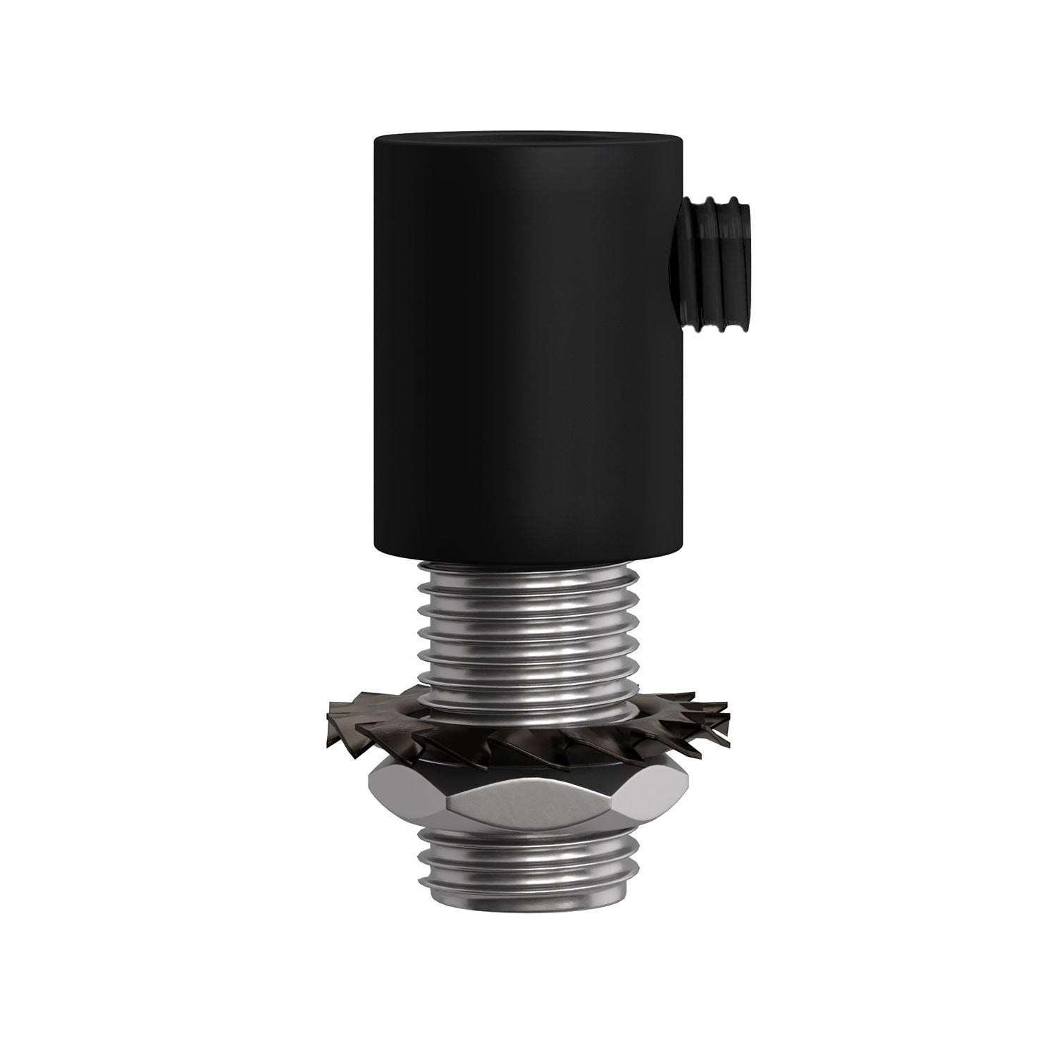 Serracavo cilindrico in metallo completo di tige, dado e rondella - Nero - Creative Cables