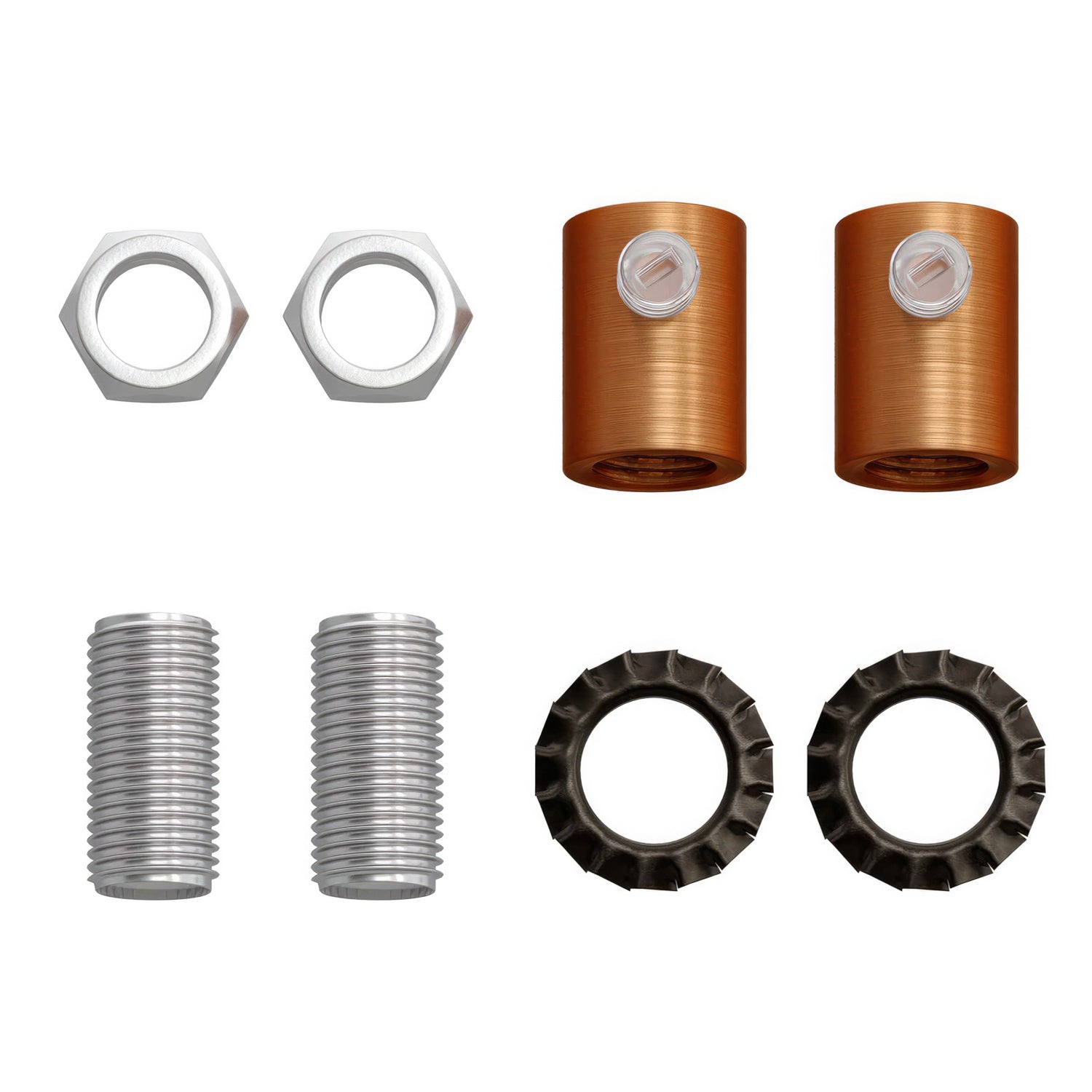 Serracavo cilindrico in metallo completo di tige, dado e rondella - Rame satinato - Creative Cables