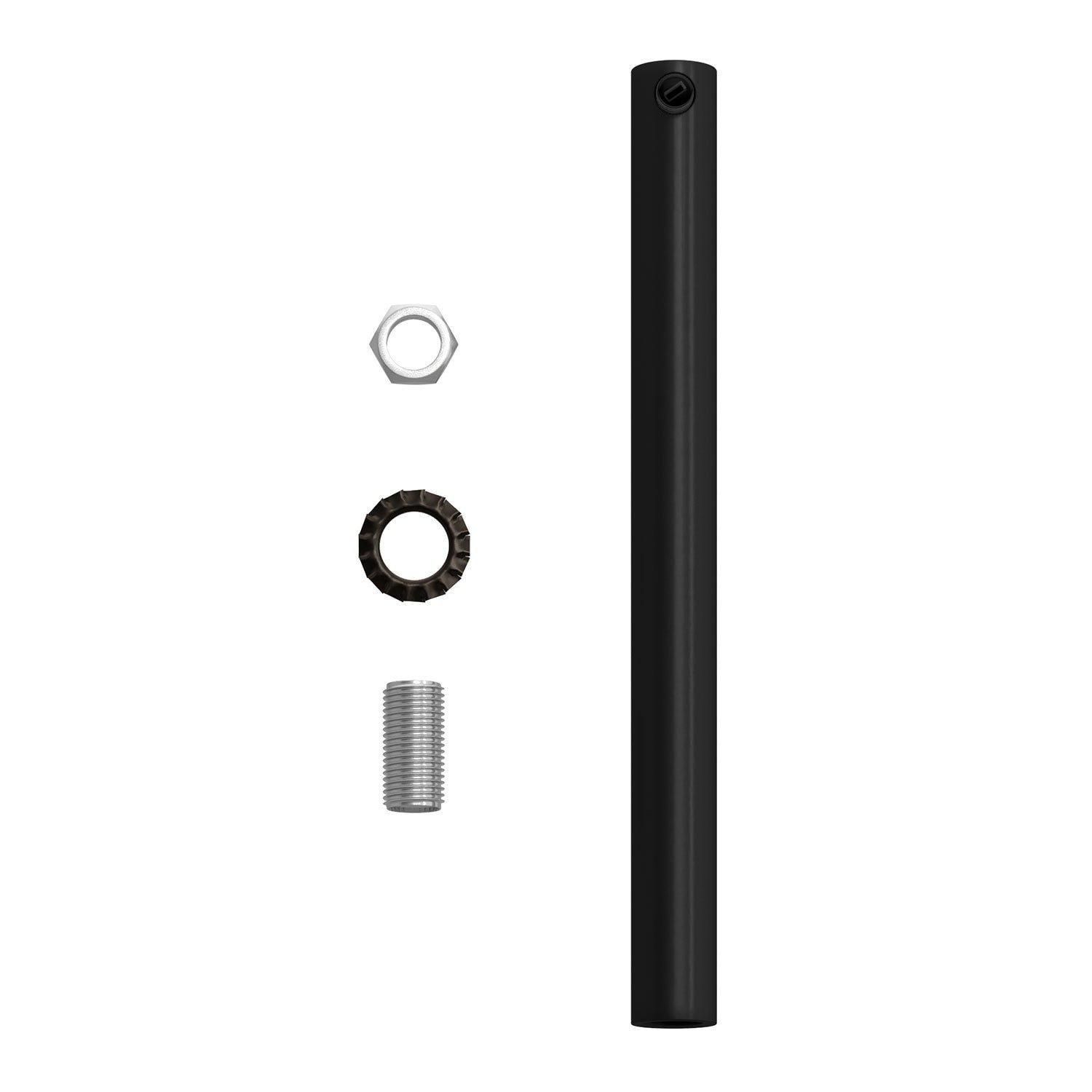 Serracavo cilindrico in metallo lunghezza 15 cm completo di tige, dado e rondella - Nero - Creative Cables