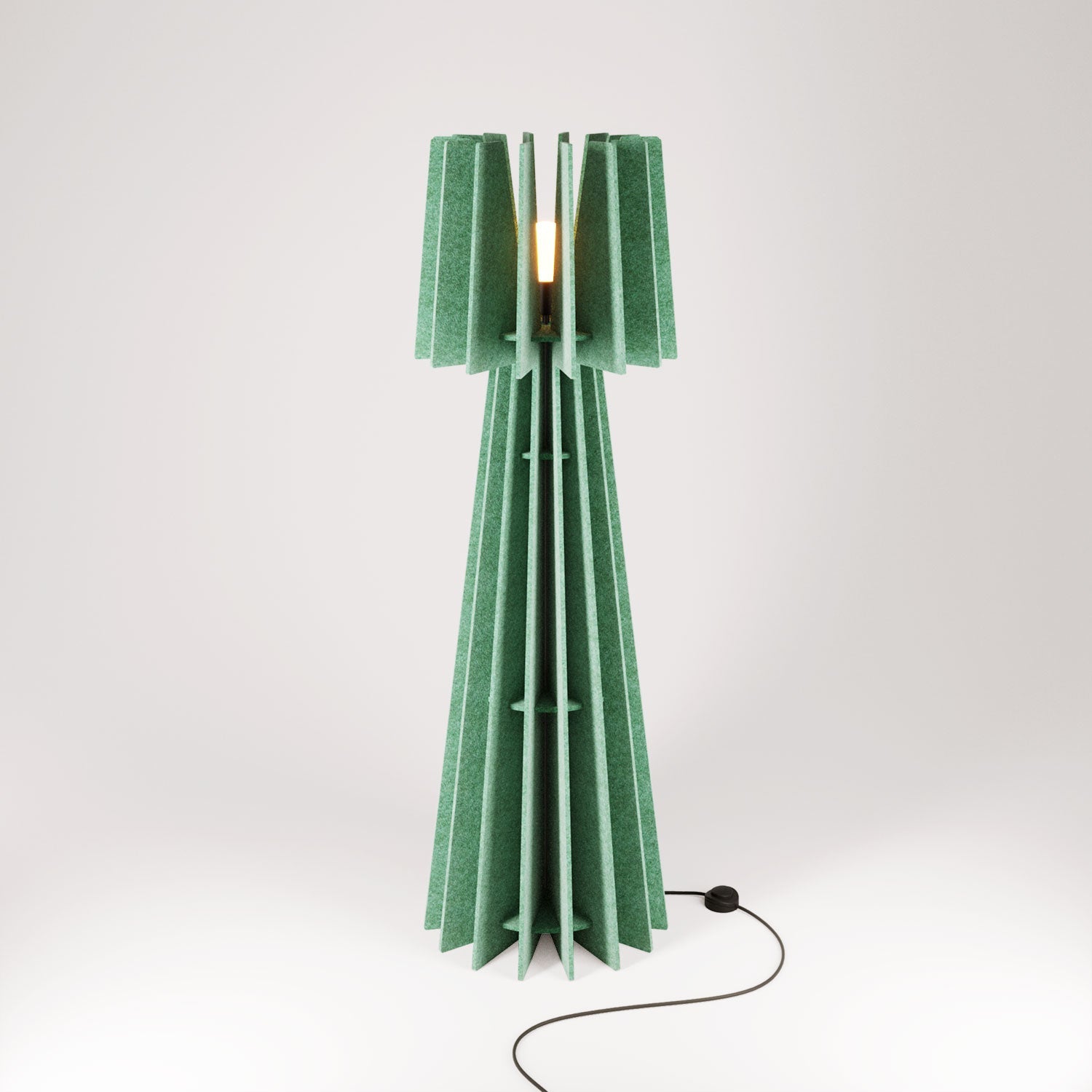 SHHINE lampada da terra in materiale fonoassorbente - Verde melange - Creative Cables