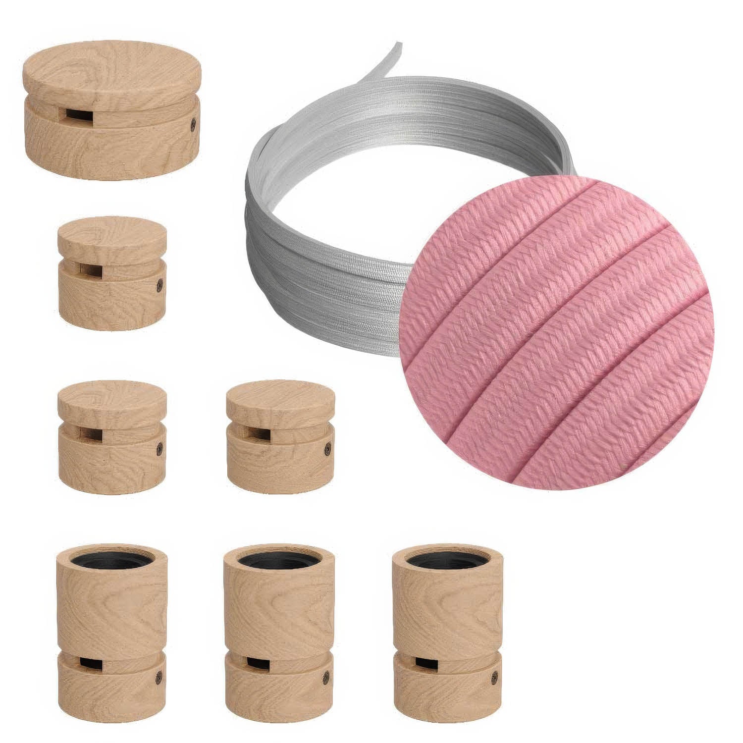 Sistema Filé Linear Kit - con cavo CM16 di 5 m per catenaria e 7 componenti in legno per interni