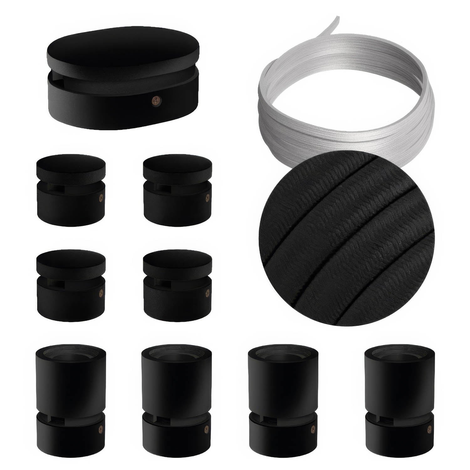 Sistema Filé Symmetric Kit - con cavo CM04 di 5 m per catenaria e 9 componenti in legno verniciato nero per interni - Creative Cables