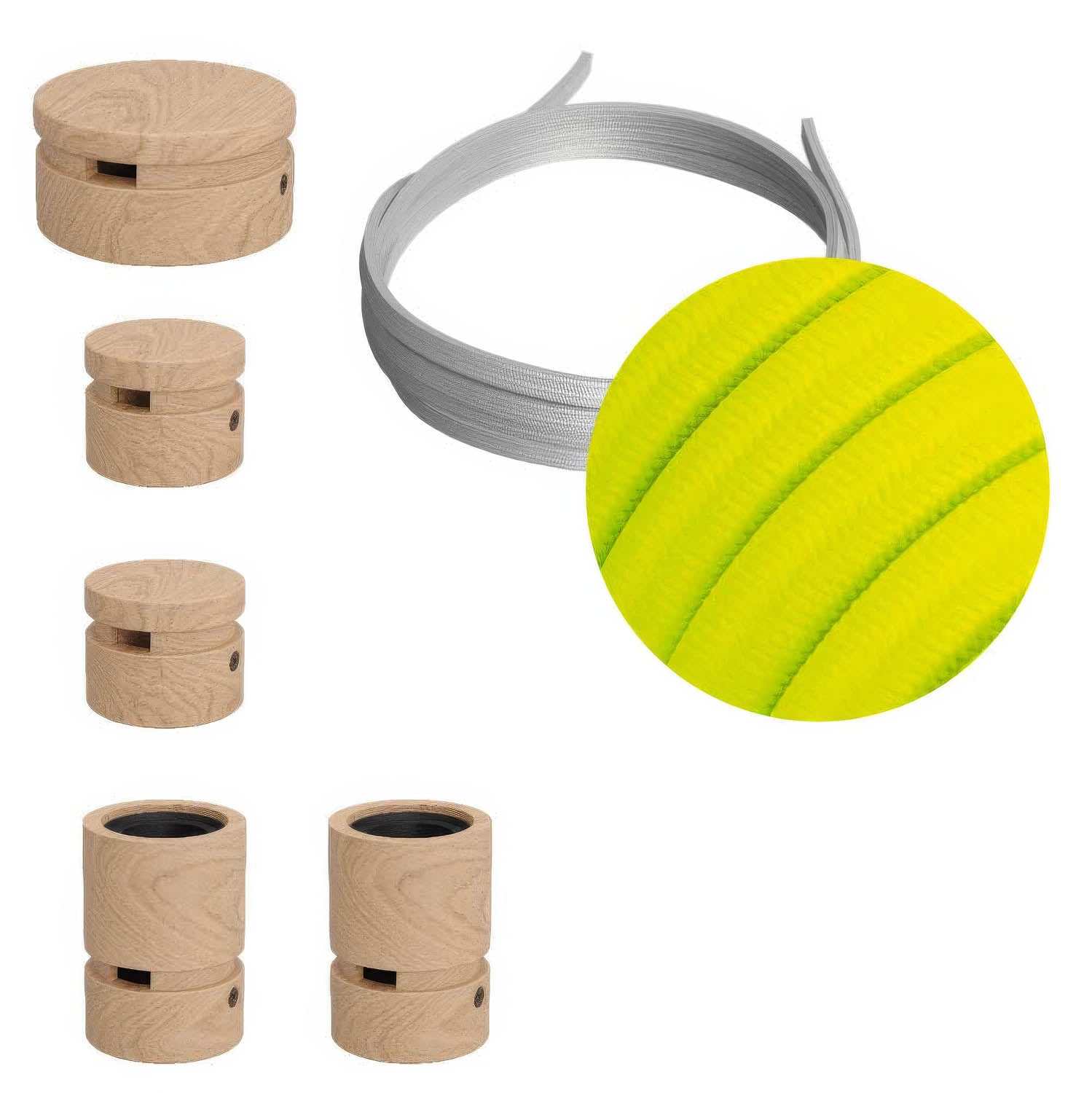 Sistema Filé Wiggle Kit - con cavo CF10 di 3 m per catenaria e 5 componenti in legno per interni - Creative Cables