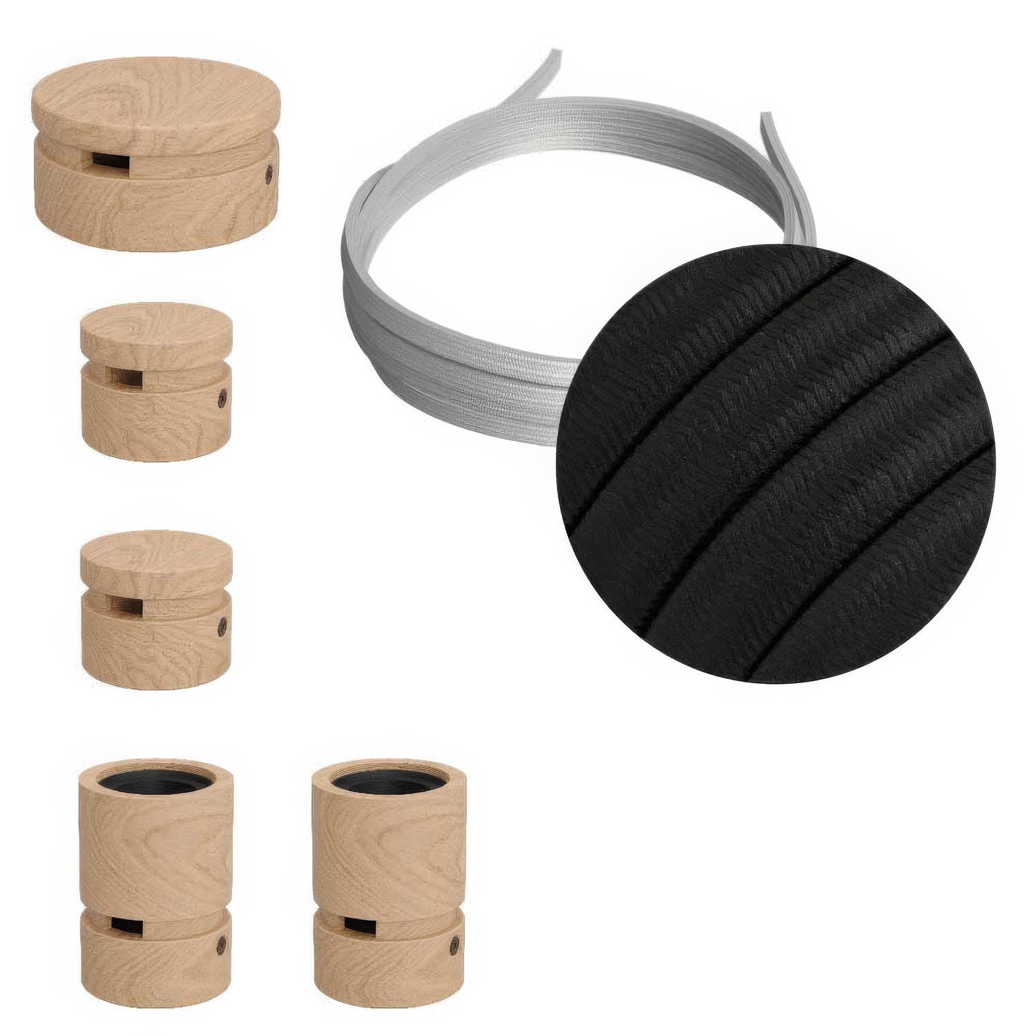 Sistema Filé Wiggle Kit - con cavo CM04 di 3 m per catenaria e 5 componenti in legno per interni - Creative Cables
