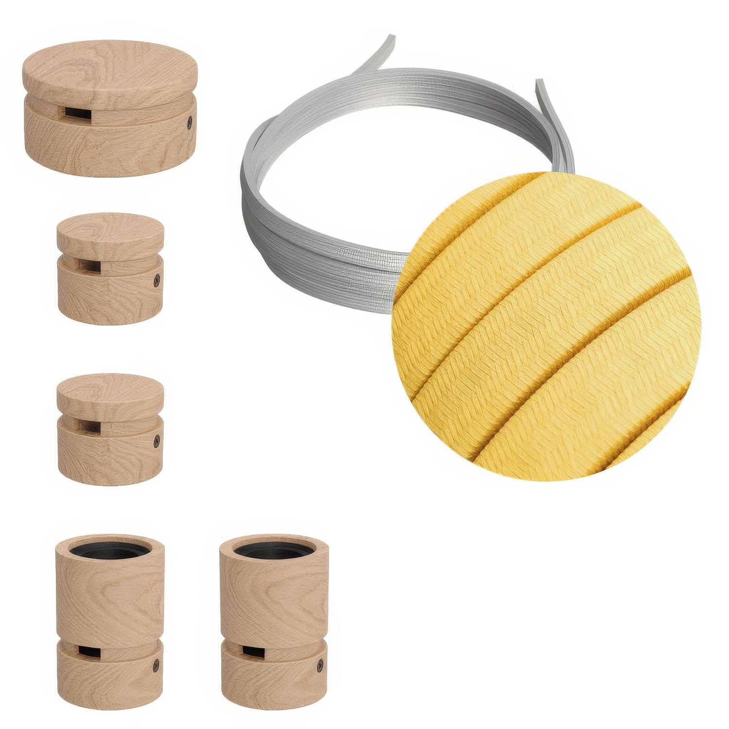 Sistema Filé Wiggle Kit - con cavo CM10 di 3 m per catenaria e 5 componenti in legno per interni - Creative Cables