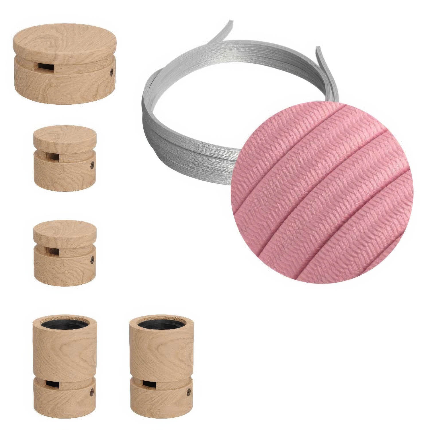 Sistema Filé Wiggle Kit - con cavo CM16 di 3 m per catenaria e 5 componenti in legno per interni - Creative Cables