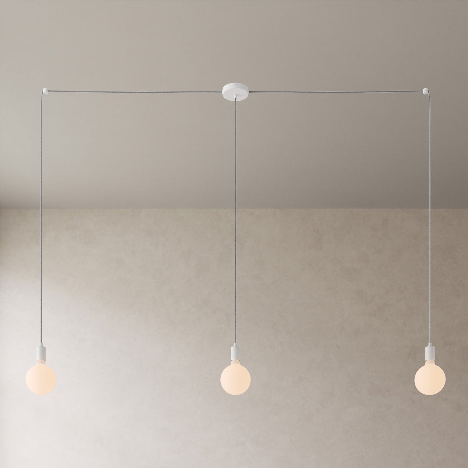 Spider - Lampada a sospensione multipla a 3 cadute con finiture in metallo - Bianco - Creative Cables