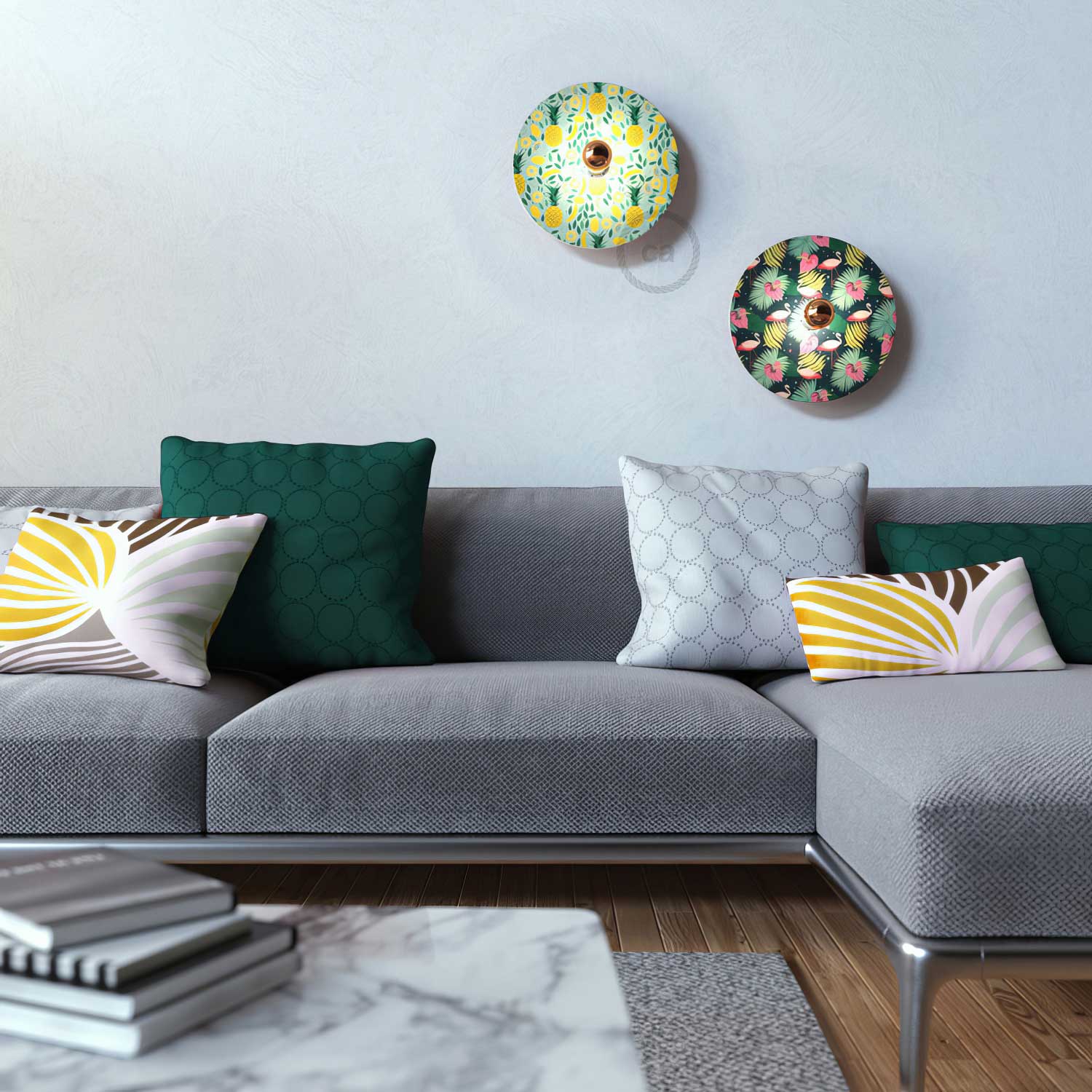 UFO Paralume in legno Special Edition Illustratori Italiani, double face, diametro 33 cm - Annachiara Zaminato - Creative Cables